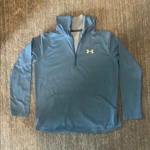 Under Armour Blue Pullover with Logo.  Youth Large with hood.